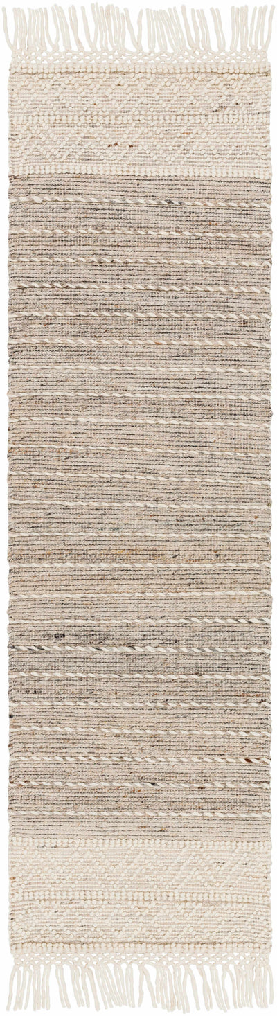 Cream Veruela Wool Blend Braided Tassel Area Rug