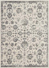 Close-up of Nourison Fusion Cream Grey Vintage Indoor Area Rug, featuring a floral pattern and distressed texture.