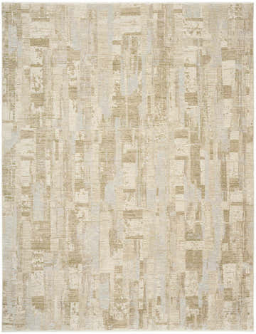 Close-up of Calvin Klein CK089 Drift rug. Beige and gray modern design with a subtle, textured pattern.