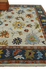 Hand Knotted Beige, Teal and Rust Traditional Oushak Multi size Wool Area Rug
