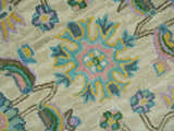 Vibrant Colorful Beige, Blue and Purple Traditional Floral Hand Tufted 8x10 wool rug