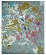 Vibrant Colorful Modern Abstract Gray, Olive, Purple and Ivory Hand knotted 10x14 and 12x15 wool Area Rug
