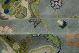 Vibrant Colorful Silver, Green and Light Peach Hand knotted Oushak wool Area Rug
