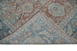 Vintage Hand Knotted 8x10 Rust and Blue Traditional Oxidized Textured Persian Low Pile Wool Rug | TRD2601