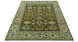 Vintage Style Earthy Green and Silver Traditional Hand Knotted Multi Size wool area rug