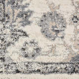 Close-up of the Nourison Fusion Cream Grey Vintage Area Rug, showing its soft texture and subtle floral pattern.