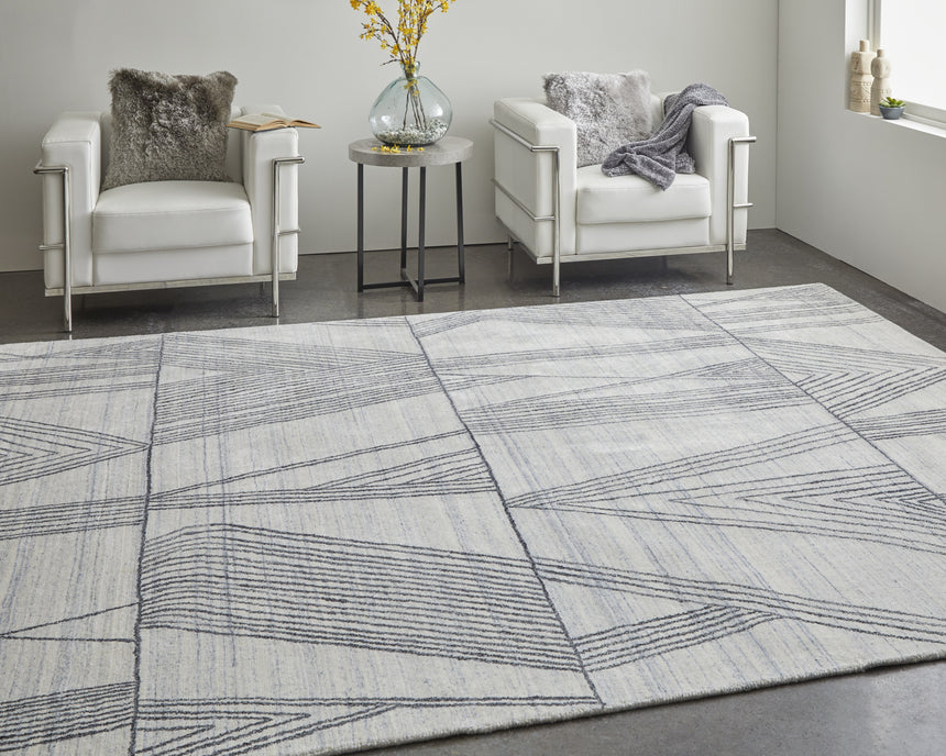 Feizy Whitton Modern Abstract - Ivory/Black Area Rug