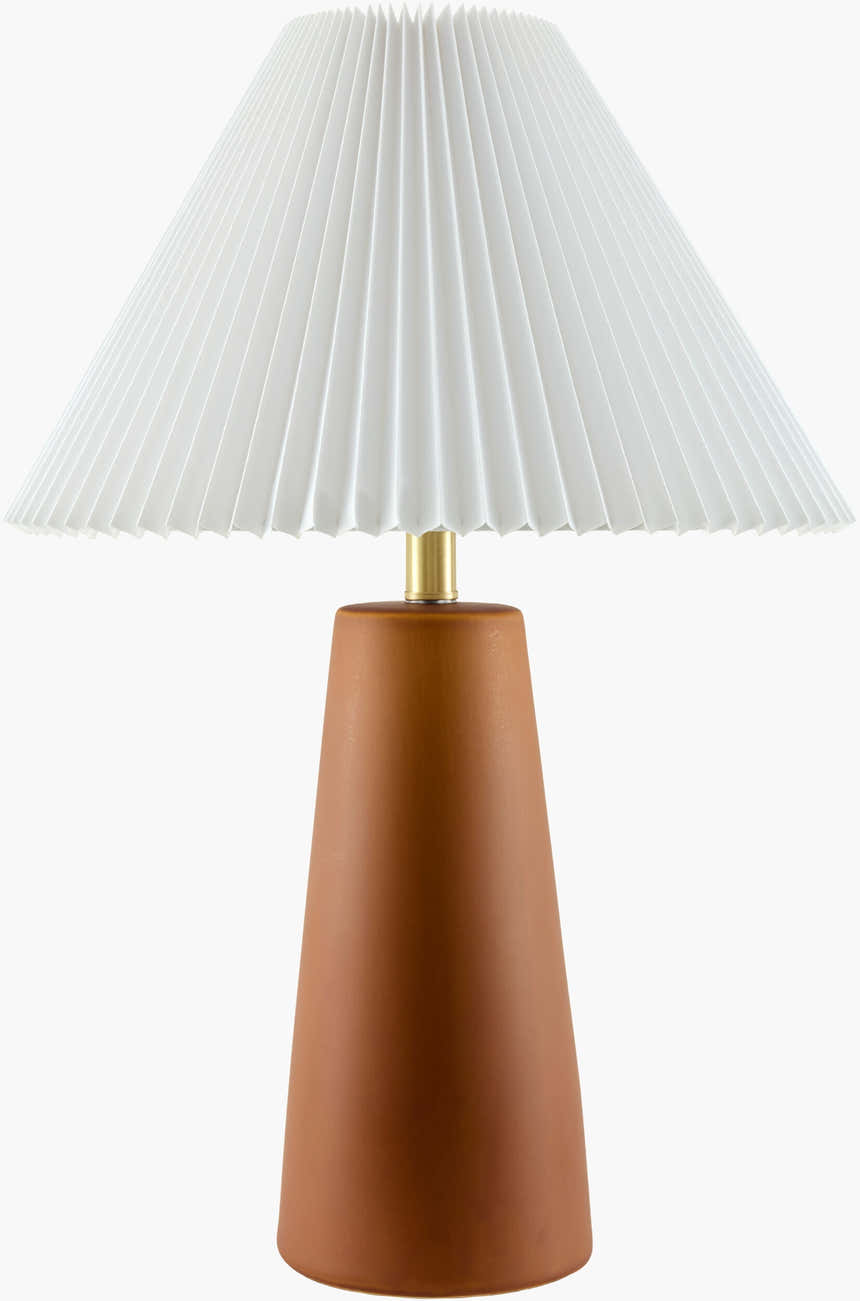 Terracotta Cone Table Lamp with Pleated Shade
