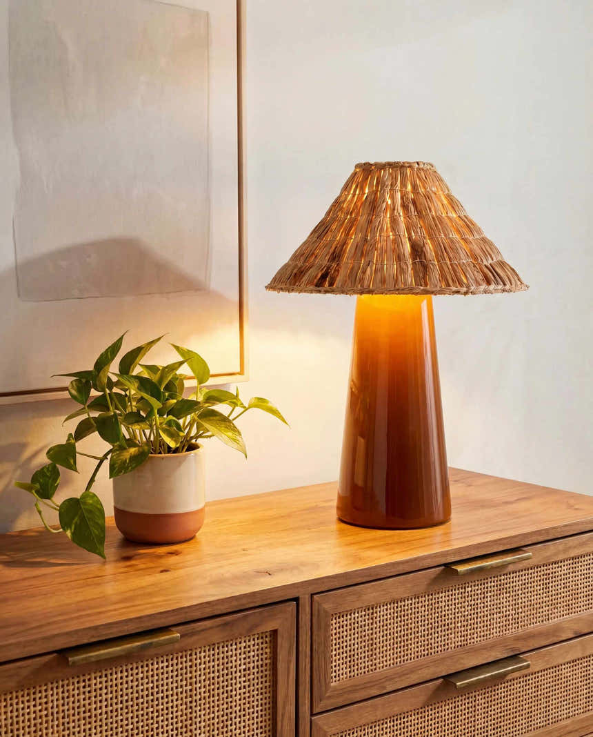 Bright Orange Traditional Table Lamp for bedside or console tables