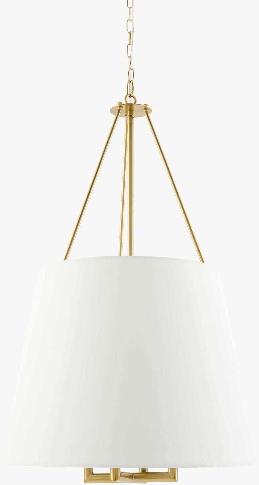 White Traditional Chandelier with linen details for dining or living rooms