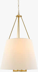 White Traditional Chandelier with linen details for dining or living rooms