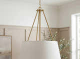 White Traditional Chandelier with linen details for dining or living rooms