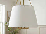 White Traditional Chandelier with linen details for dining or living rooms