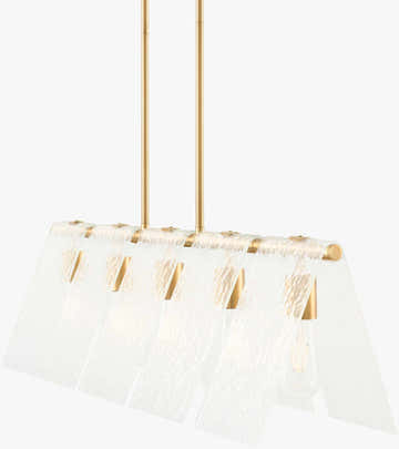 Mustard Modern Chandelier with glass details for dining or living rooms