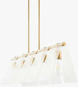 Mustard Modern Chandelier with glass details for dining or living rooms
