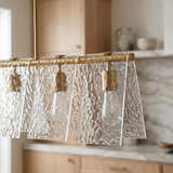 Mustard Modern Chandelier with glass details for dining or living rooms