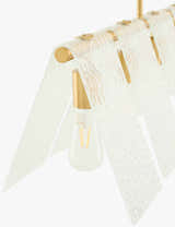 Rich Tan Modern Chandelier with glass details for dining or living rooms