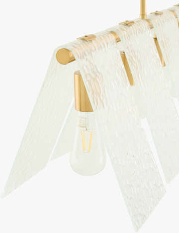 Rich Tan Modern Chandelier with glass details for dining or living rooms