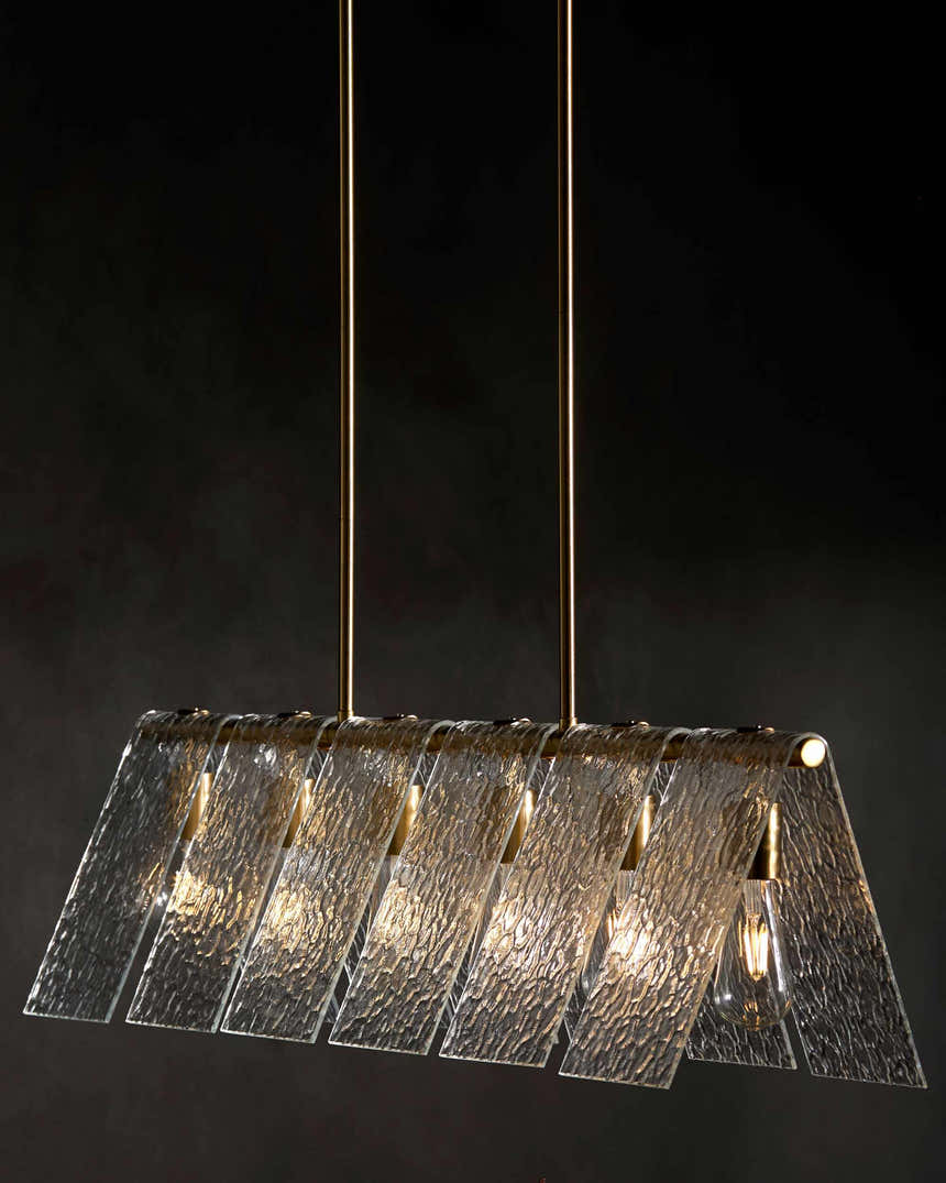 Rich Tan Modern Chandelier with glass details for dining or living rooms