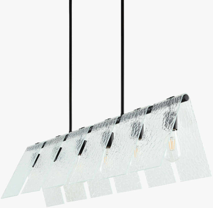 Soft White Modern Chandelier with glass details for dining or living rooms
