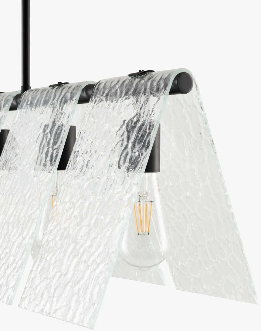 Soft White Modern Chandelier with glass details for dining or living rooms