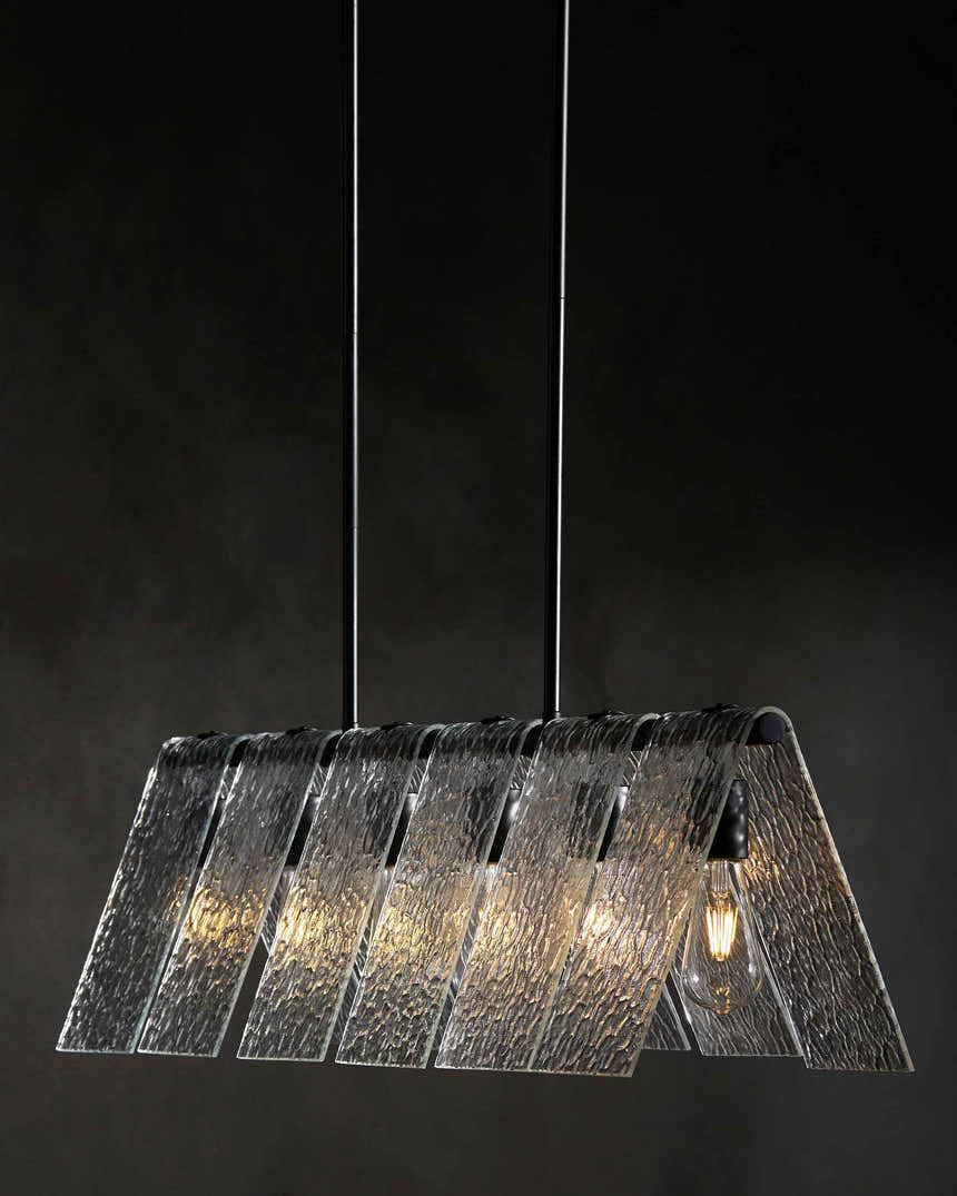 Soft White Modern Chandelier with glass details for dining or living rooms