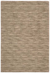 Close-up of the Waverly Grand Suite Stone rug. Handmade wool rug in sandstone with subtle horizontal striations.