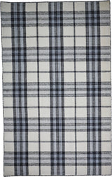 Feizy Crosby Transitional Plaid - Ivory/Blue/Black Area Rug - Clearance