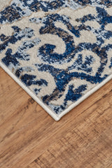 Feizy Milton Modern Ikat - Blue/Ivory/Black Area Rug - Clearance