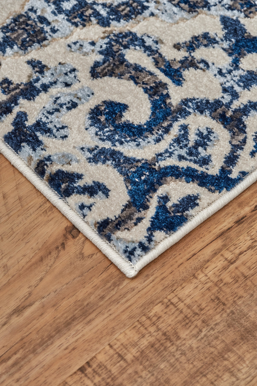Feizy Milton Modern Ikat - Blue/Ivory/Black Area Rug - Clearance