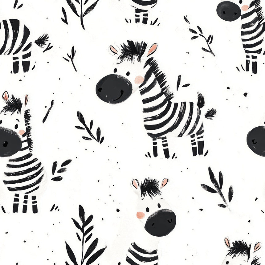 Friendly Zebra Frolic Wallpaper