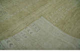 Warm Contemporary Hand Knotted Olive and Brown Design Custom Made Wool area rug