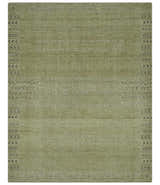 Warm Contemporary Hand Knotted Olive and Brown Design Custom Made Wool area rug