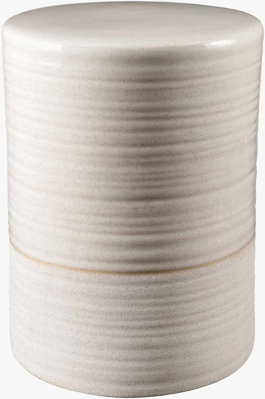 Elora Cream Minimalist Cylindrical Ceramic Outdoor Garden Stool
