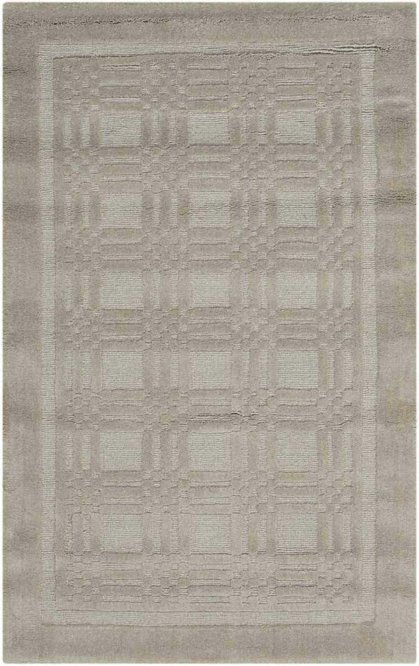 Close-up of the handmade Nourison Westport Grey rug, featuring a subtle geometric pattern and border detail.