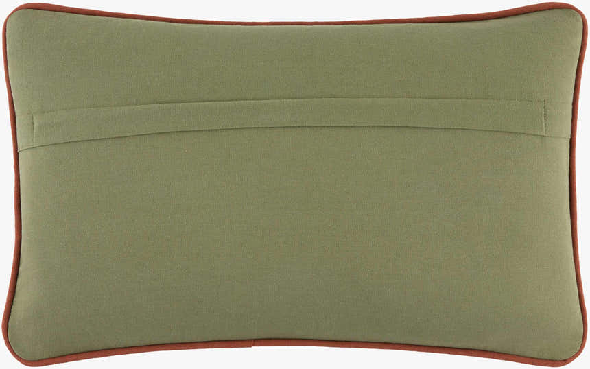 Verona Olive Floral Nature Pattern Cottage Cotton Lumbar Pillow - Clearance