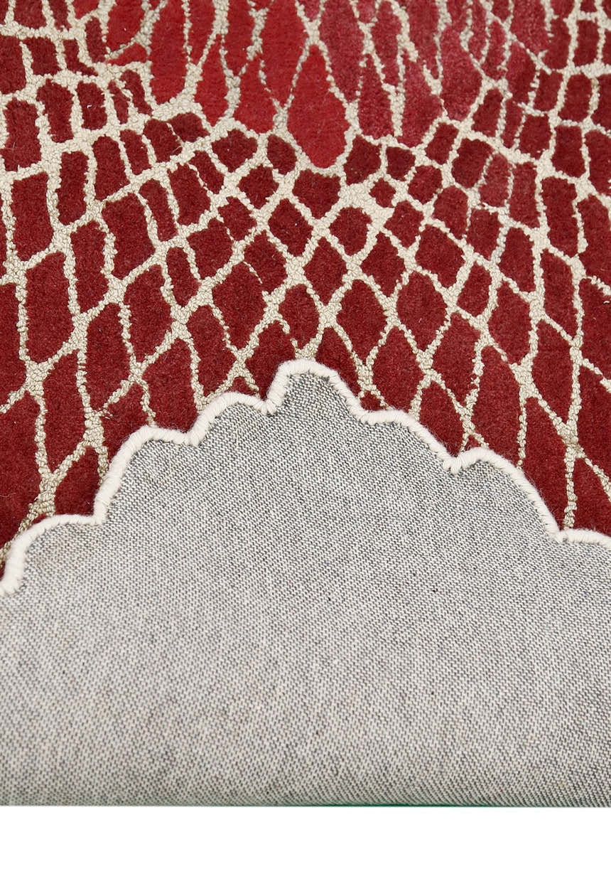 Web Hand Tufted 5x8 Modern Style Maroon Wool Area Rug