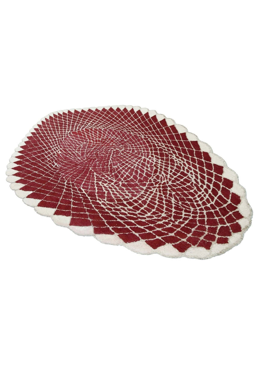 Web Hand Tufted 5x8 Modern Style Maroon Wool Area Rug