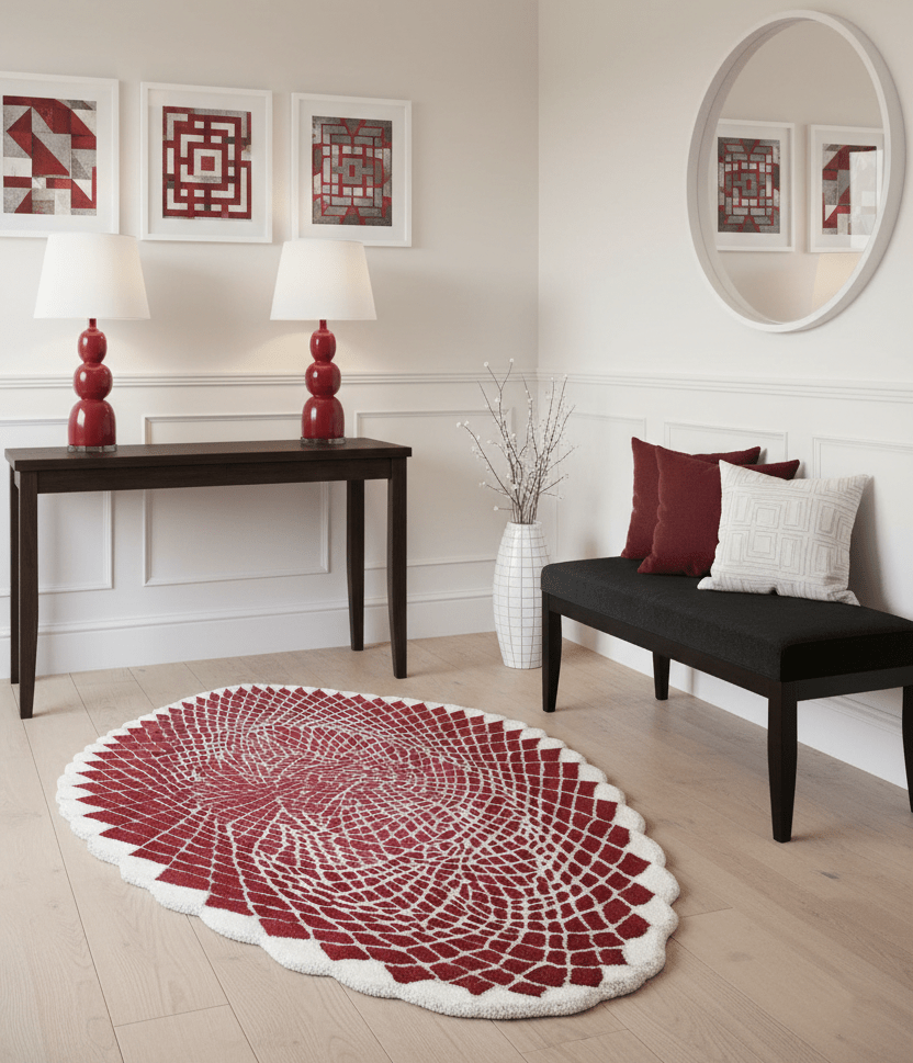 Web Hand Tufted 5x8 Modern Style Maroon Wool Area Rug