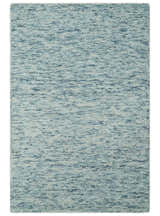 Custom Made Ivory and Blue Abstract Hand Tufted Natural Wool Area Rug