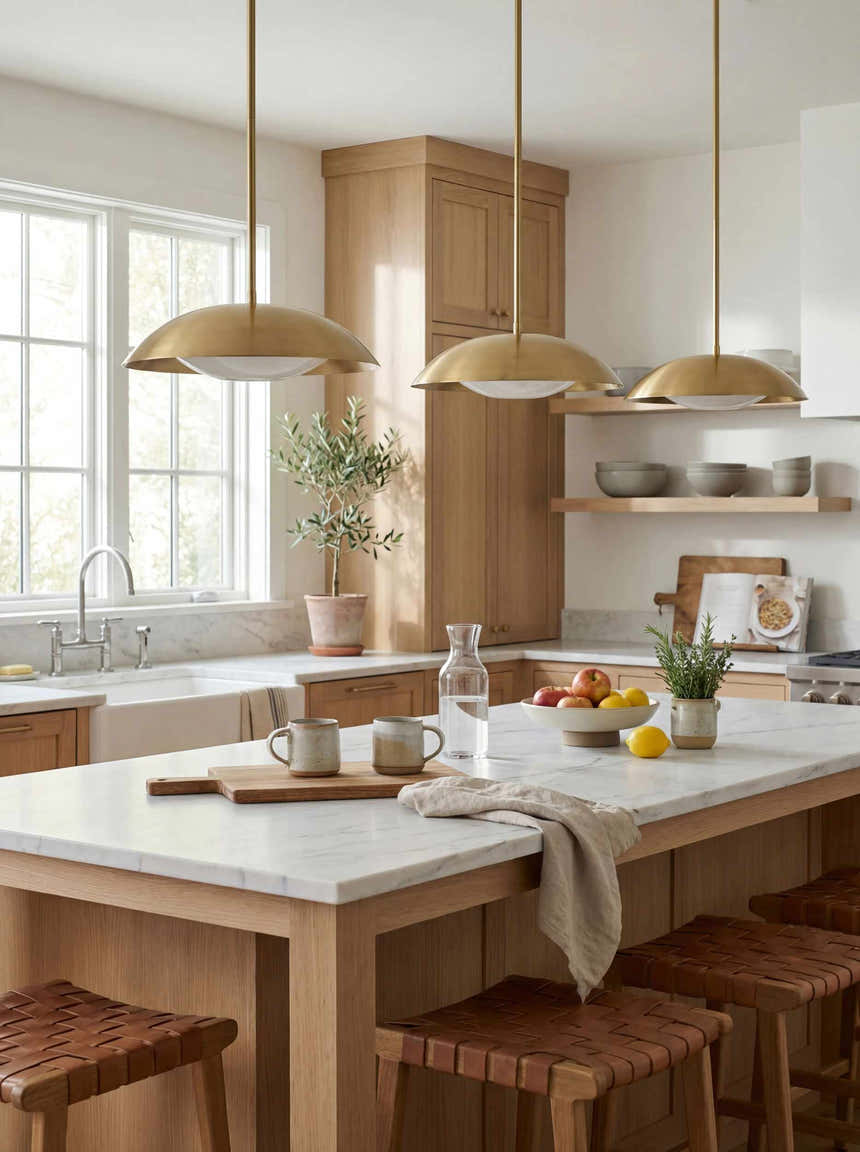 Mustard Rustic Pendant Light for kitchen islands or dining areas