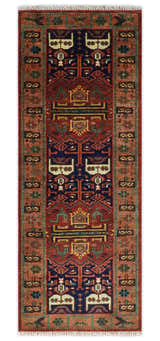Wool Traditional Antique Style Wool Red and Blue Area Rug