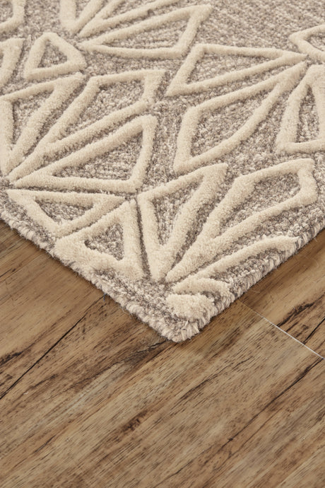 Feizy Enzo Transitional Geometric - Tan/Ivory Area Rug - Clearance