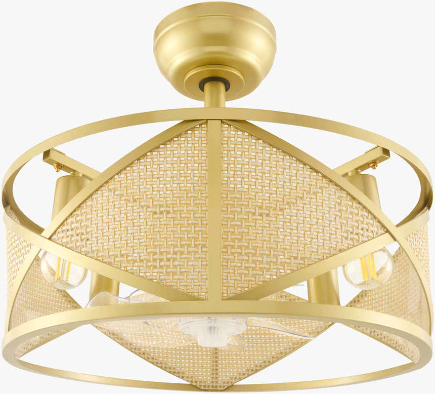 Tan Coastal Chandelier with rattan details for dining or living rooms