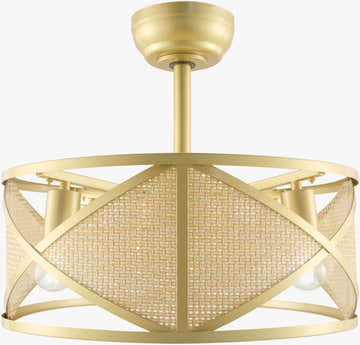 Tan Coastal Chandelier with rattan details for dining or living rooms