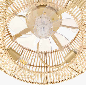 Orange Coastal Chandelier with rattan details for dining or living rooms