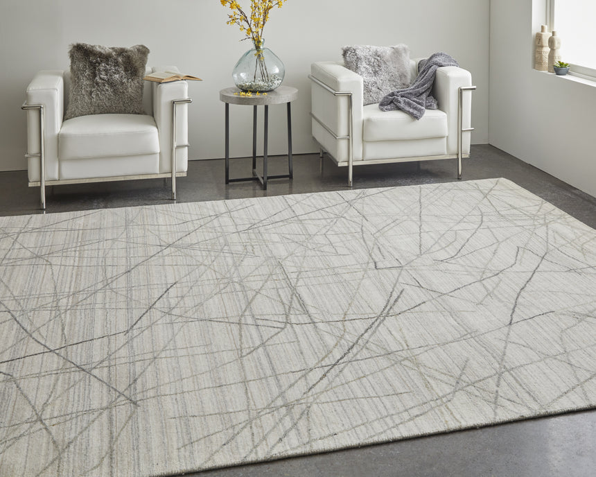 Feizy Whitton Modern Abstract - Ivory/Gray Area Rug