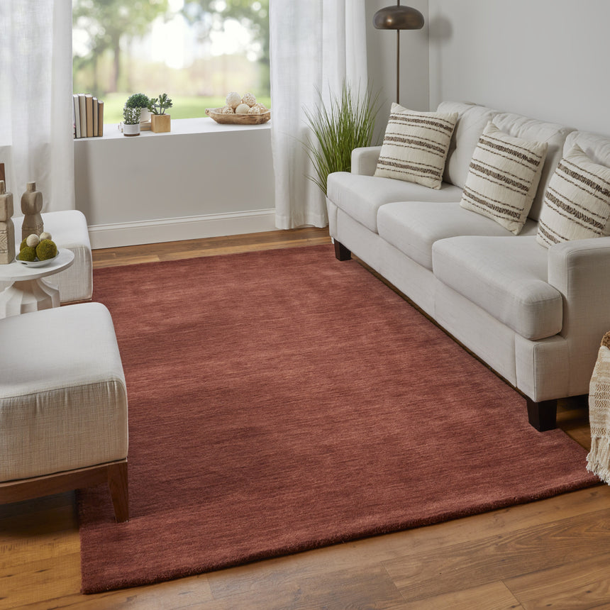 Feizy Luna Modern Solid - Orange/Red Area Rug