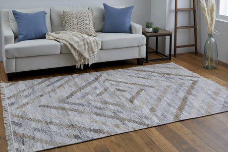 Feizy Beckett Transitional Geometric - Ivory/Gray/Tan Area Rug