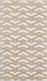 Close-up of Nourison Harper Grey Colorful Indoor Area Rug with gray, white, and yellow geometric pattern.